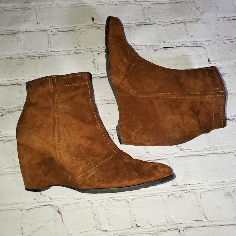 Franco Sarto Brown Leather Suede Booties 8.5 M Boots brown